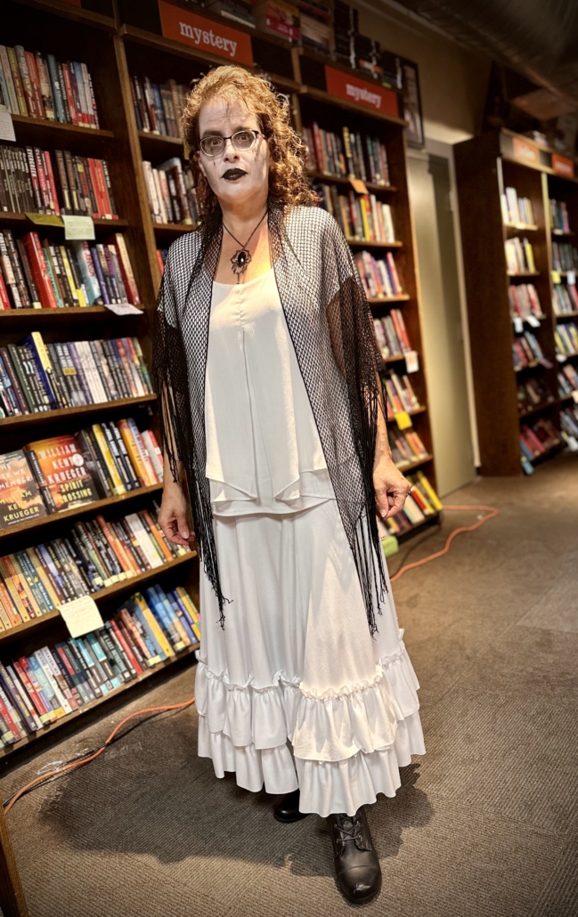 Author Silvia Acevedo dressed as La Llorona (the Wailing Woman), the ghost in her spooky tale in THE HAUNTED STATES OF AMERICA book.